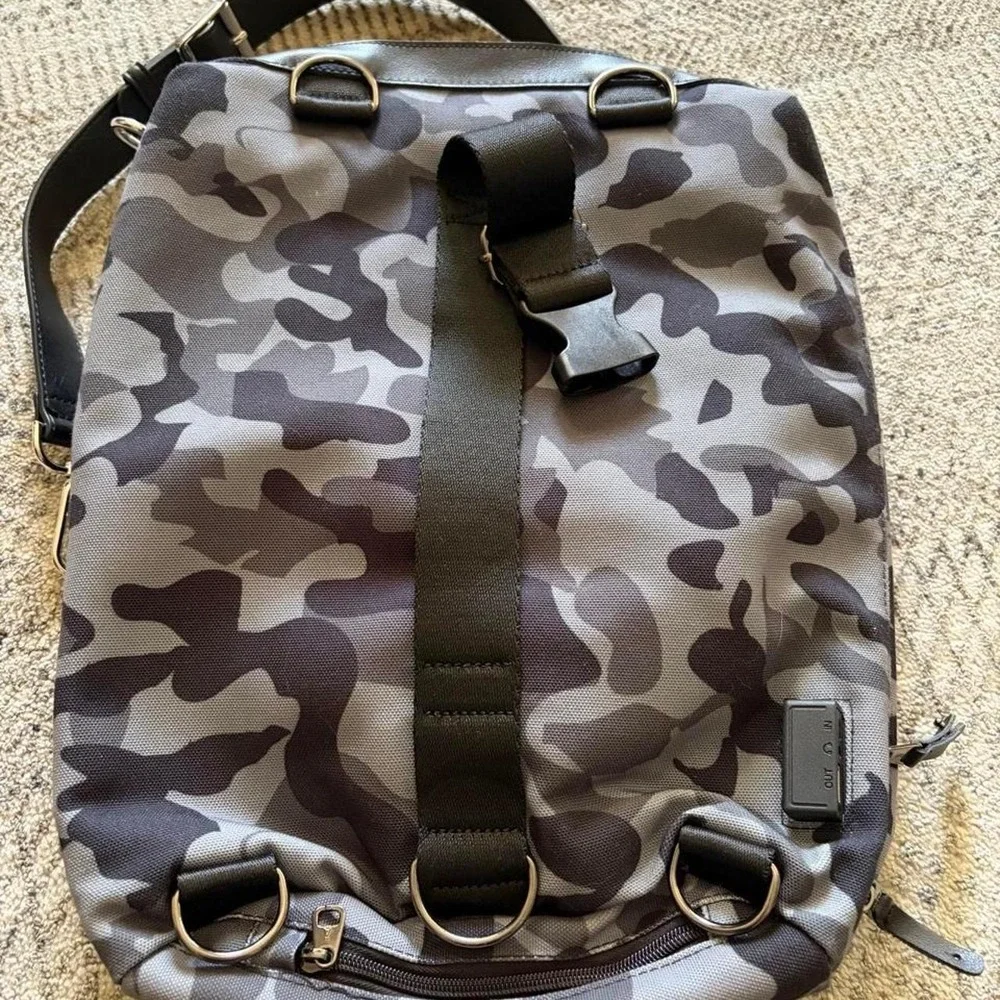 Anvanda leather canvas camo laptopMulti media crossbody bag